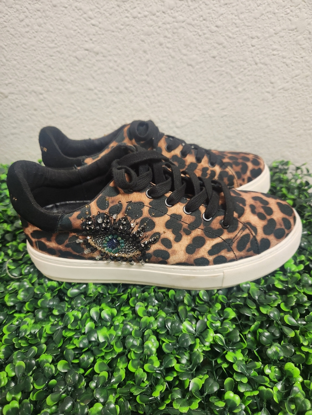 Kurt Geiger London Laney Eye Leopard Print Sneakers